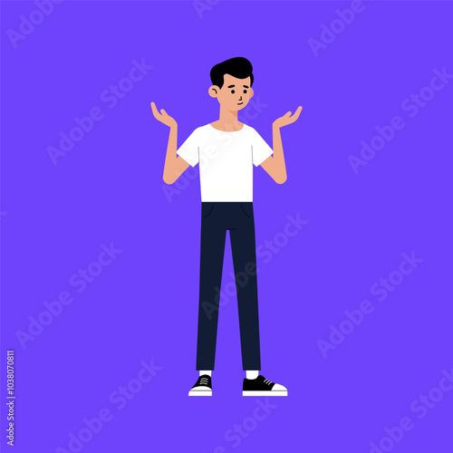 young confused standing vector eps illustration