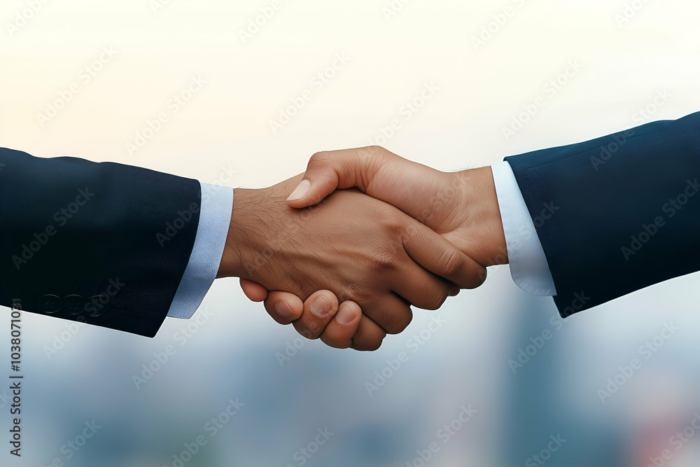 Professional Business Handshake Against Blurred Background Professional Business Handshake Against Blurred Background