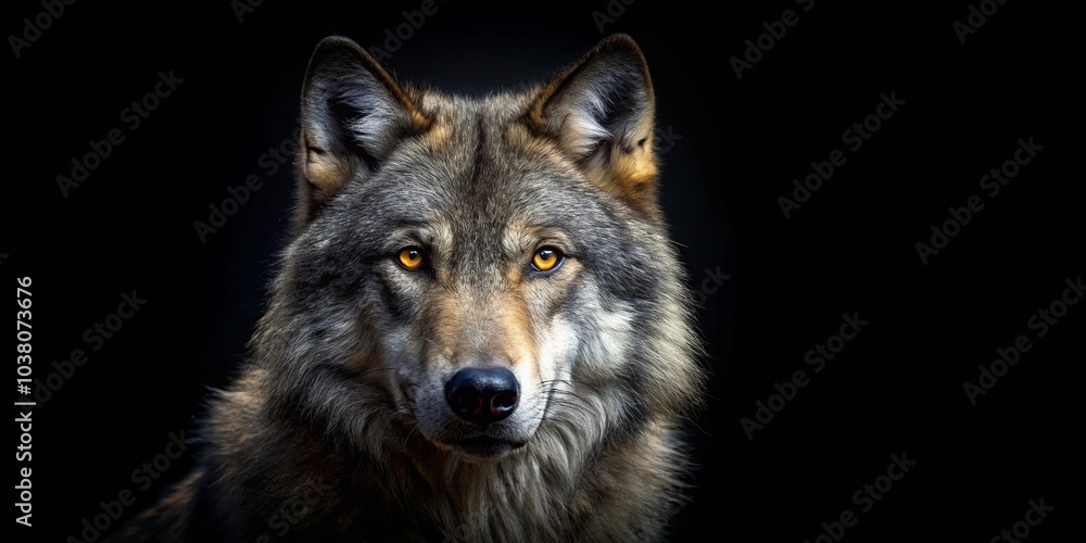 Obraz premium A Wolf's Gaze, Reflecting the Wildness of Nature, Captured in a Moment of Intense Focus