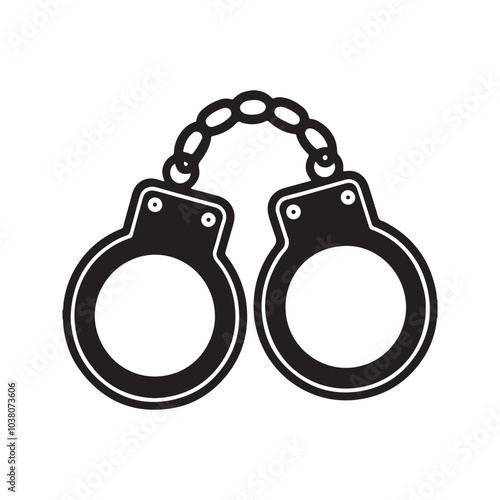 Handcuff silhouette vector icon with white background 