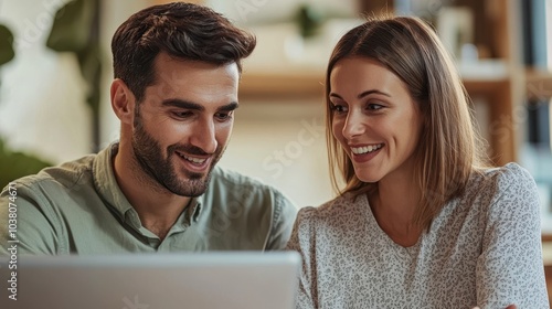 The Happy Couple at Laptop