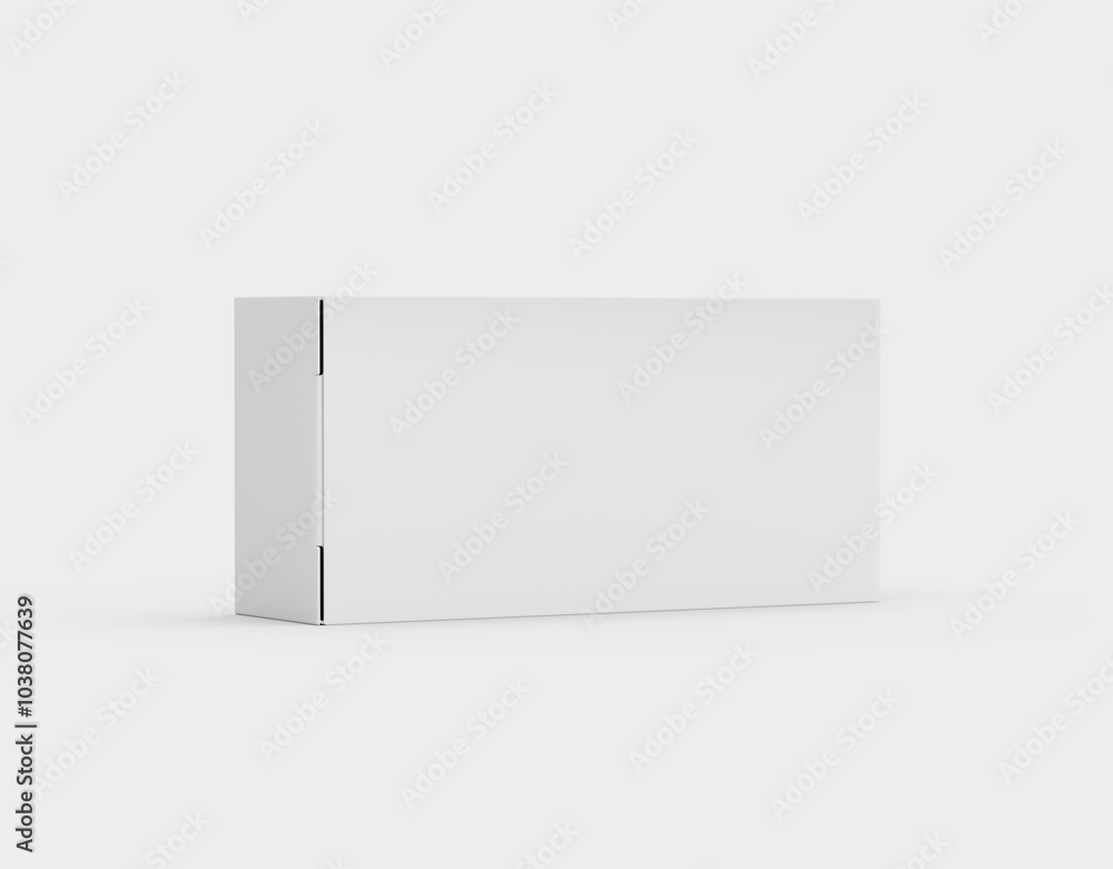 A White Rectangular Cardboard Box Mockup For Packaging, Positioned Horizontally 3d Illustration A White Rectangular Cardboard Box Mockup For Packaging, Positioned Horizontally 3d Illustration