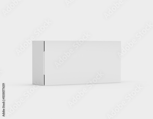 A White Rectangular Cardboard Box Mockup For Packaging, Positioned Horizontally 3d Illustration