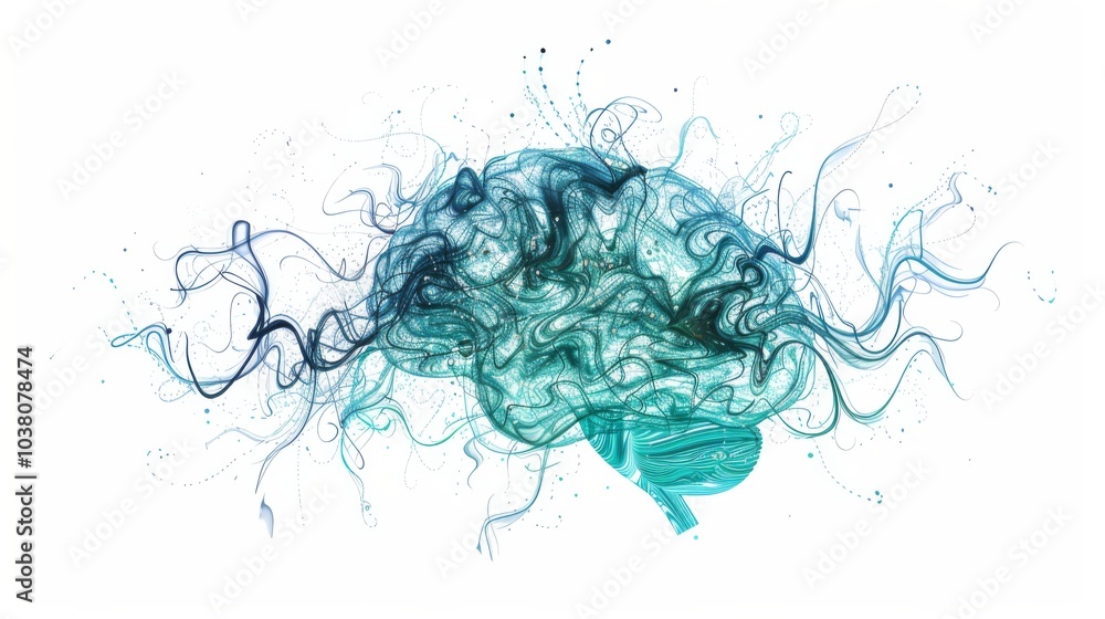 Fototapeta premium a surrealistic interpretation of the human brain as a celestial symphony, with neurons firing like musical notes and creating a harmonious melody of thought and perception
