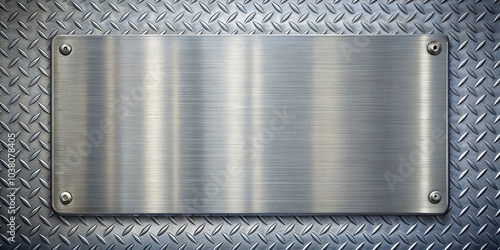 Brushed Metal Nameplate on Diamond Plate Background