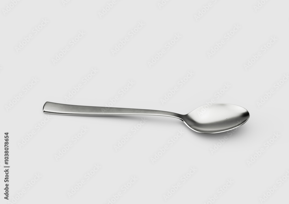 A Gleaming Metal Spoon With Its Elongated Handle And Rounded Bowl White Background 3D Illustration A Gleaming Metal Spoon With Its Elongated Handle And Rounded Bowl White Background 3D Illustration