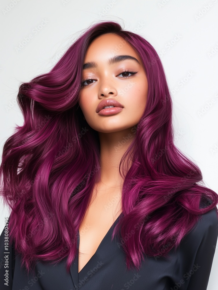 model with Luxe Mulberry hair color model with Luxe Mulberry hair color