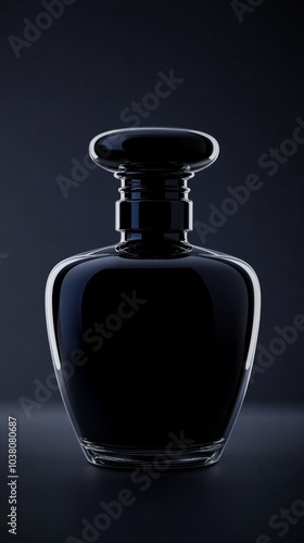 Mockup of black fragrance perfume bottle mockup isolated on dark background