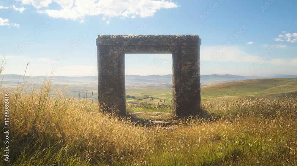 Enigmatic Rustic Tomb Entrance in Tranquil Landscape with Rolling Hills and Wild Grasses | Ultra-Detailed Historic Burial Site in Nature Enigmatic Rustic Tomb Entrance in Tranquil Landscape with Rolling Hills and Wild Grasses | Ultra-Detailed Historic Burial Site in Nature