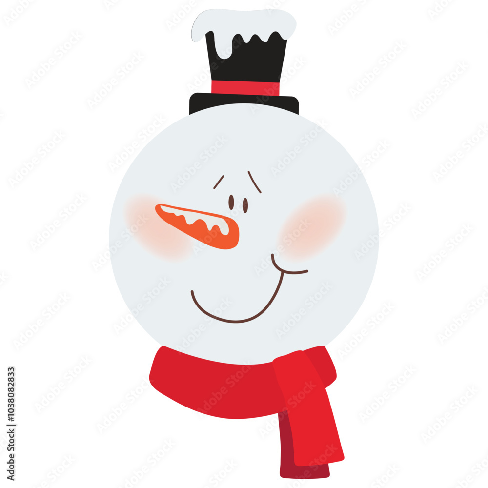 Naklejka premium Christmas snowman face vector cartoon illustration