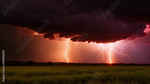 Wallpaper Mural lightning storm illuminates the vast corn field Torontodigital.ca