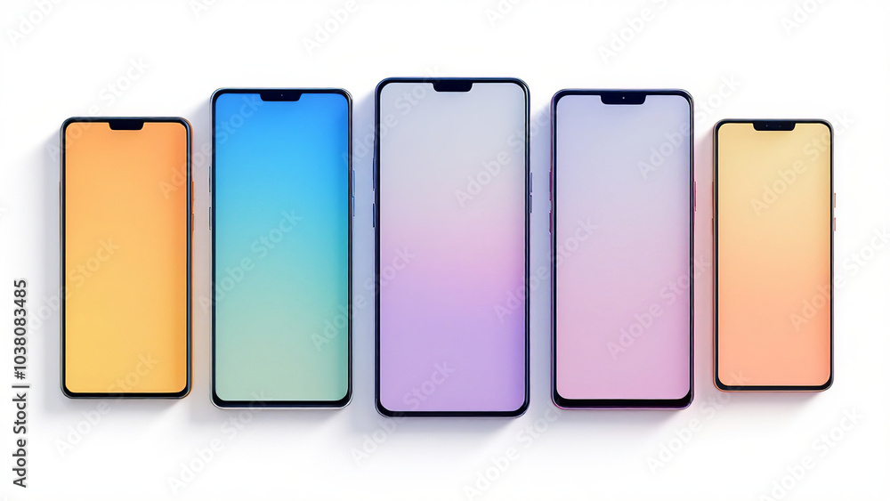 Realistic mobile phones with transparent screen. Smartphone mockup displays Realistic mobile phones with transparent screen. Smartphone mockup displays