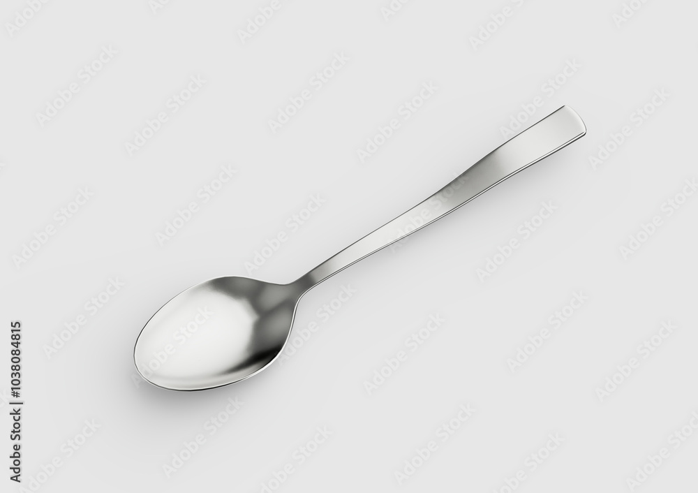 A Gleaming Metal Spoon With Its Elongated Handle And Rounded Bowl White Background 3D Illustration A Gleaming Metal Spoon With Its Elongated Handle And Rounded Bowl White Background 3D Illustration