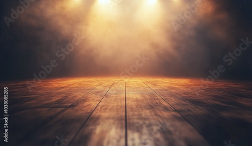 Explore the quiet ambiance of a dimly lit basketball court during late evening hours photo