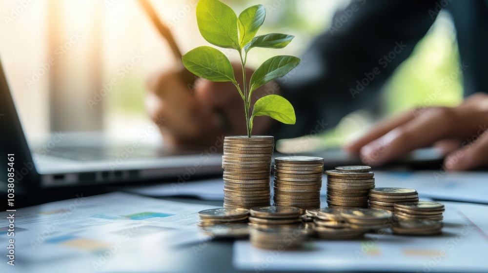 Impact investing: Investor reviewing impact investment opportunities in renewable energy Impact investing: Investor reviewing impact investment opportunities in renewable energy