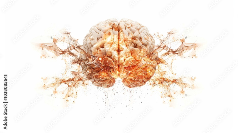 Obraz premium a surrealistic interpretation of the human brain as a cosmic symphony, with neurons firing in perfect harmony to create a beautiful melody of thought and perception