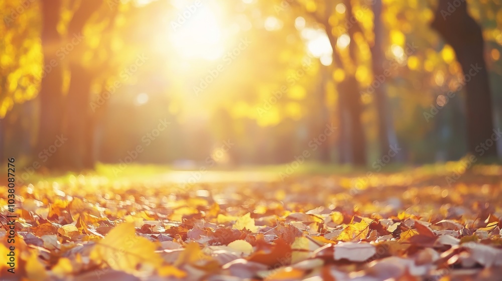 Gentle Sunlight on Fallen Leaves in Soft Focus Gentle Sunlight on Fallen Leaves in Soft Focus