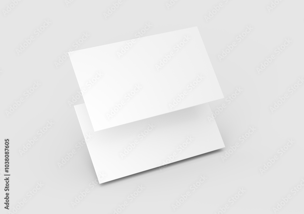 Two Clean White Business Card Mockups Each Showcasing A Branding Card Template 3D Illustration Two Clean White Business Card Mockups Each Showcasing A Branding Card Template 3D Illustration