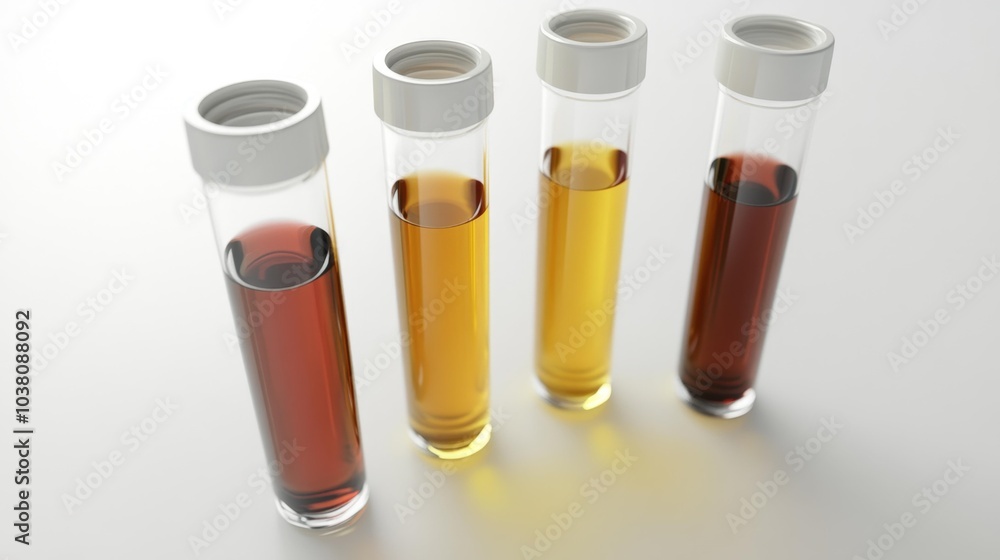 Test tubes with colored chemical reagents on white background scientific analysis concept. Generative AI Test tubes with colored chemical reagents on white background scientific analysis concept. Generative AI