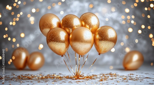 Elegant golden and white Christmas decorations in a bright, festive indoor se...