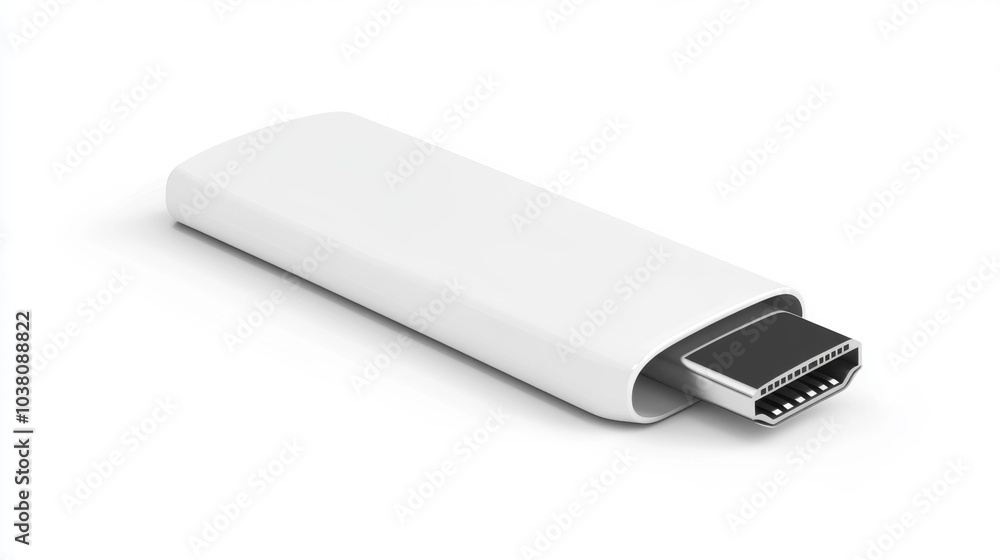 Minimalist USB flash drive in white isolated on a white background for technology and data storage concepts. Generative AI Minimalist USB flash drive in white isolated on a white background for technology and data storage concepts. Generative AI