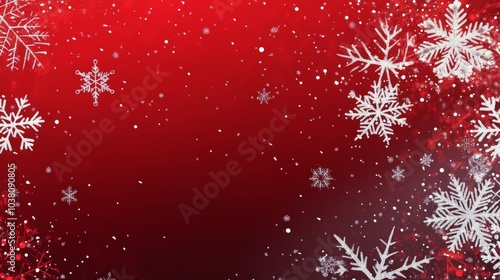 Festive red and white background with snowflakes suitable for holiday celebra...