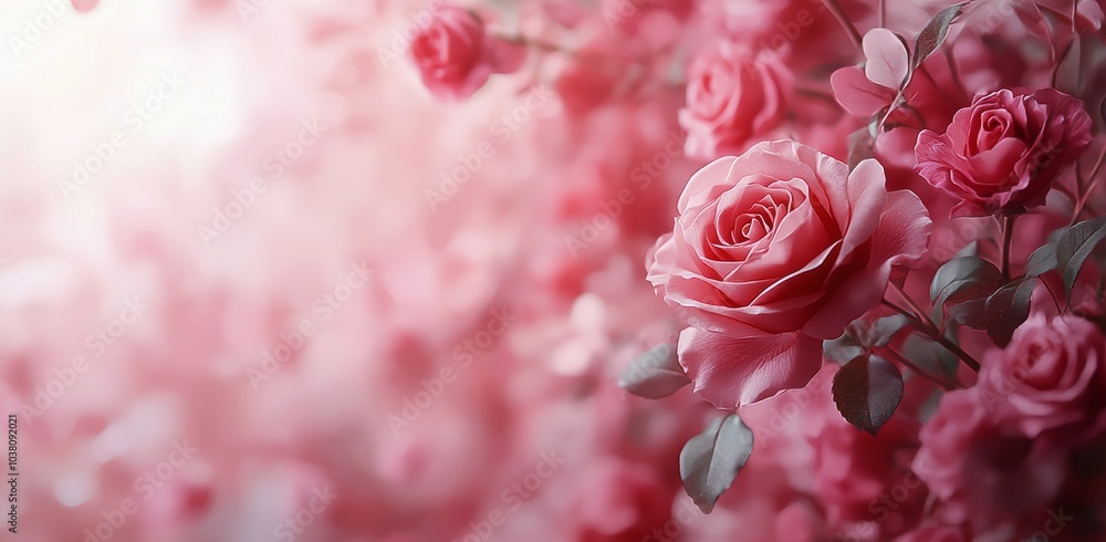 Delicate pink rose petals scattered gently on a soft surface creating a romantic atmosphere