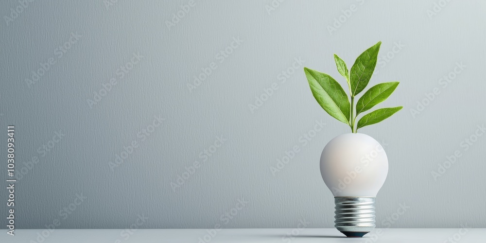 Green Plant Growing Inside Light Bulb Concept Green Plant Growing Inside Light Bulb Concept