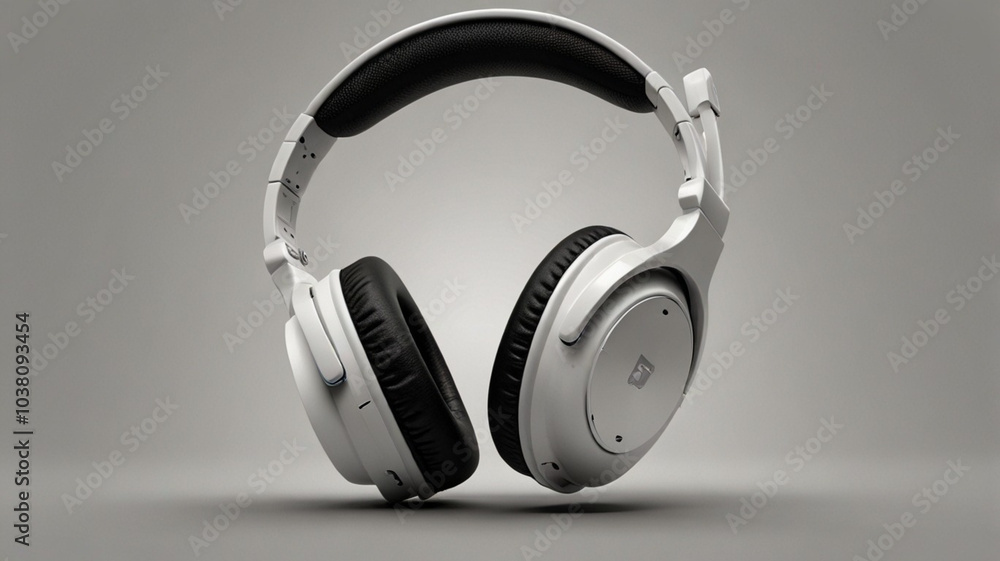 White headphones on white background, mockup
