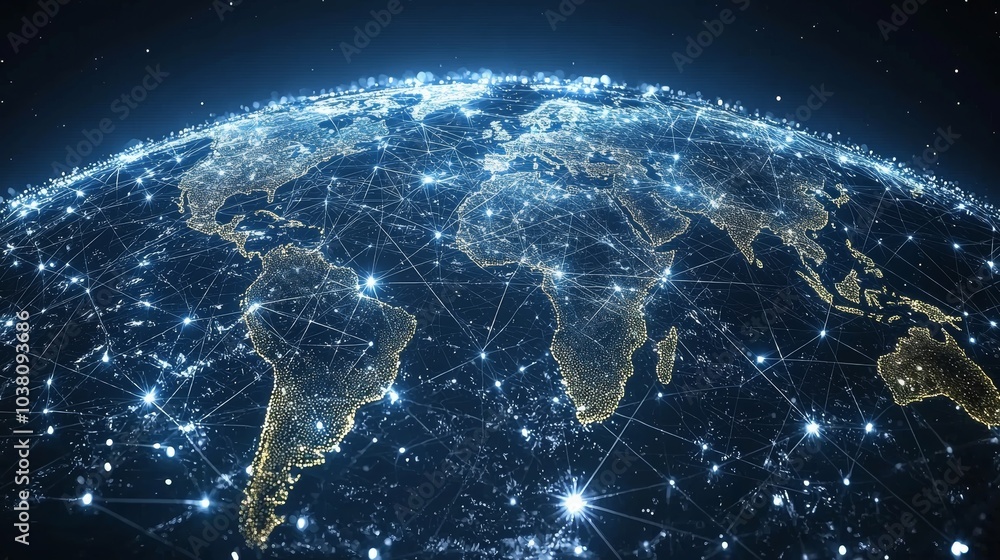 Obraz premium Beautiful Globe With Interconnected Lines and Bright Lights