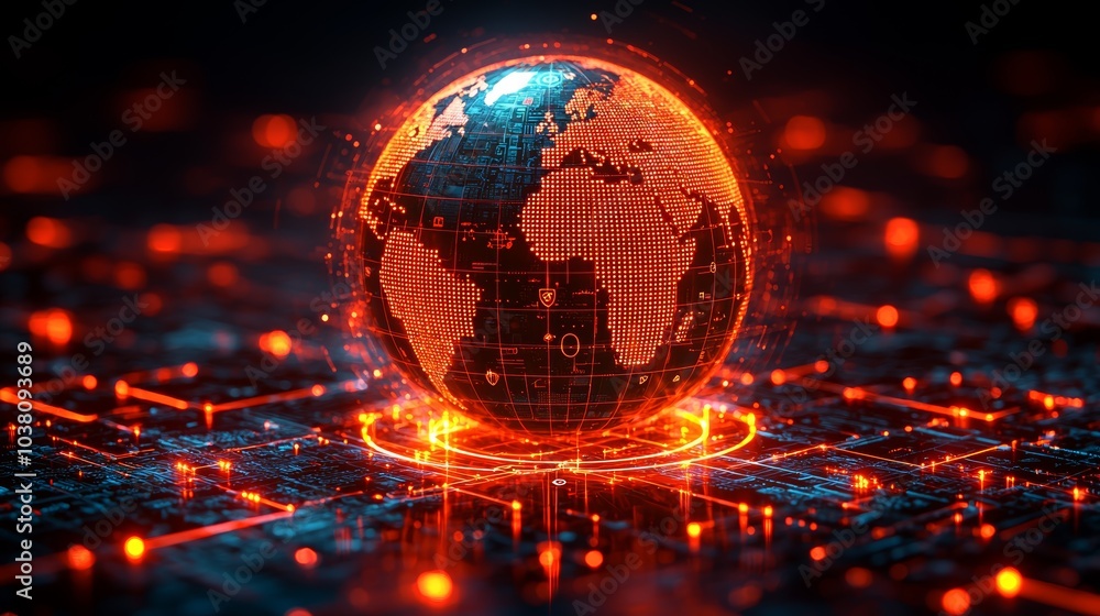 Glowing Globe with Floating Currency Symbols Glowing Globe with Floating Currency Symbols