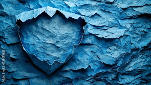 Wallpaper Mural Layered Paper Shield Art in Blue Hue Torontodigital.ca