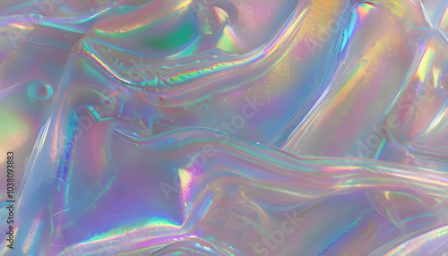 Plastic bags reflect colorful lights and abstract backgrounds with texture