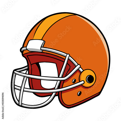 Orange and White Football Helmet Cartoon Illustration