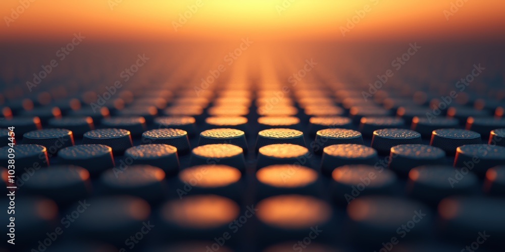 Fototapeta premium Reflective Surface Under Setting Sun with Energy Glow