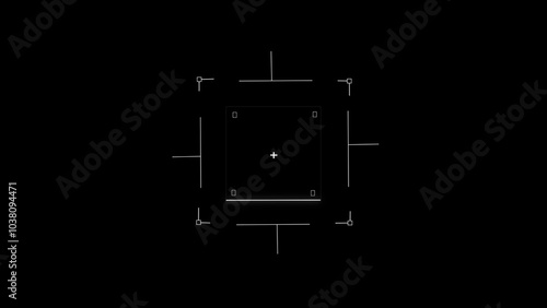  formation of square radar display with target in sight in center on a dark background from the Interface collection
