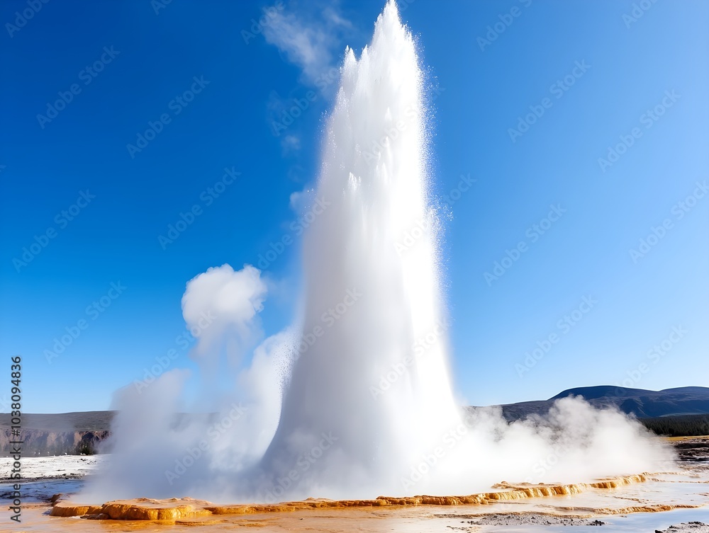 custom made wallpaper toronto digitalMajestic Geyser Erupting under Bright Blue Sky