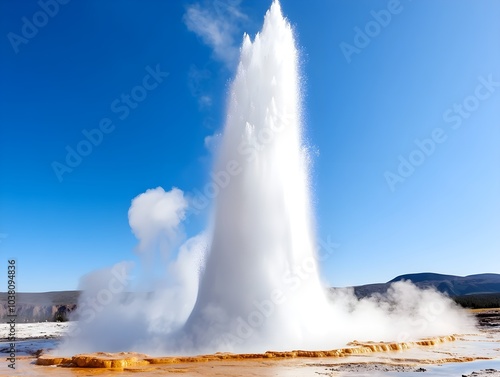 Wallpaper Mural Majestic Geyser Erupting under Bright Blue Sky Torontodigital.ca