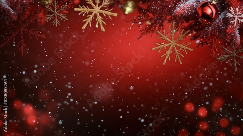 Festive red and white background with snowflakes suitable for holiday celebra...