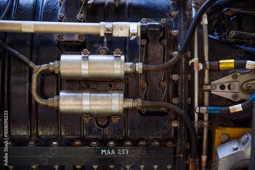 Close-Up of Vintage Aircraft Engine Components