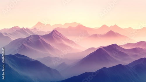 Misty Morning Light Over Soft Mountain Peaks