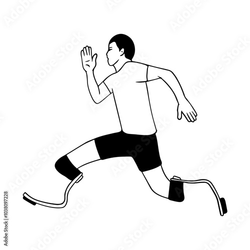 Para-athlete with prosthetic Blades Leg Vector