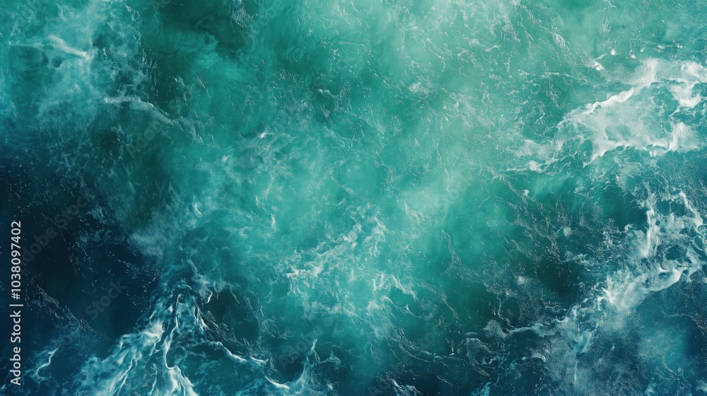 Ocean waves turquoise water surface, dynamic movement, foamy texture Ocean waves turquoise water surface, dynamic movement, foamy texture