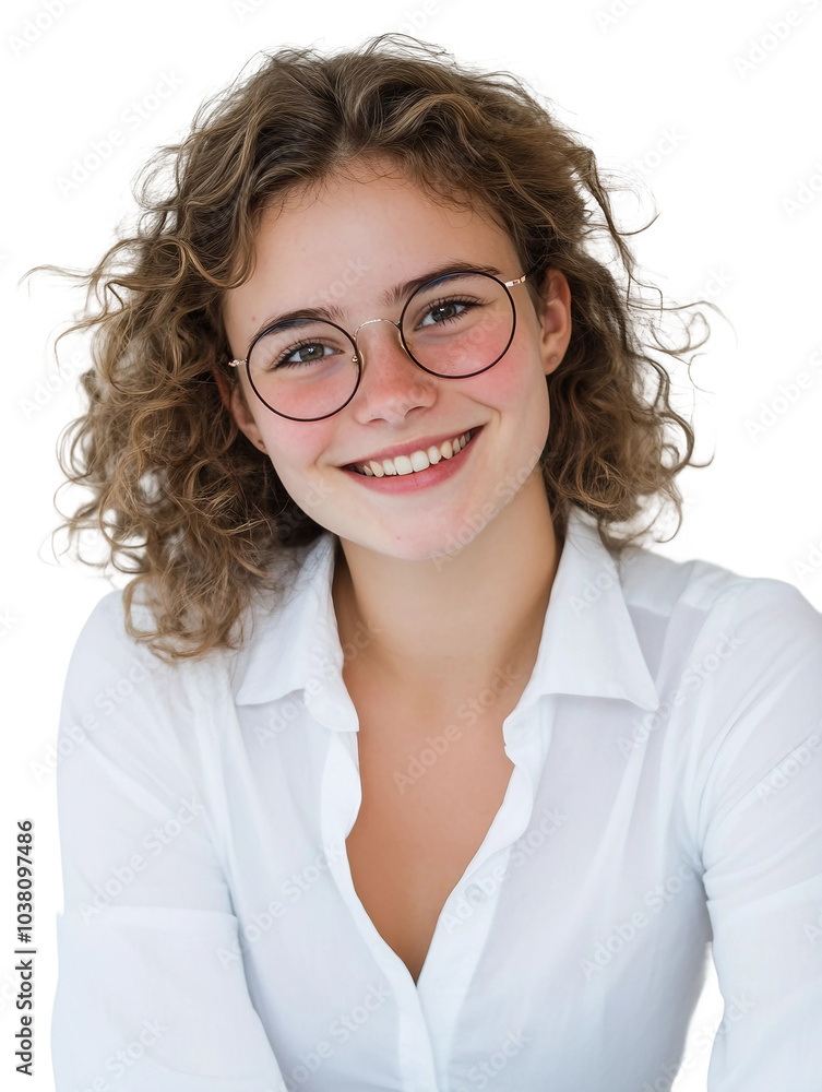 Obraz premium Smiling young woman with natural beauty and radiant skin