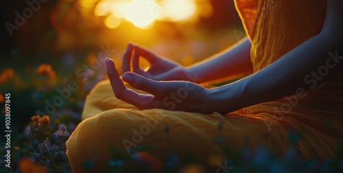 Meditation practice in a serene environment during early morning light