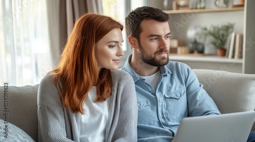 The Couple Using a Laptop