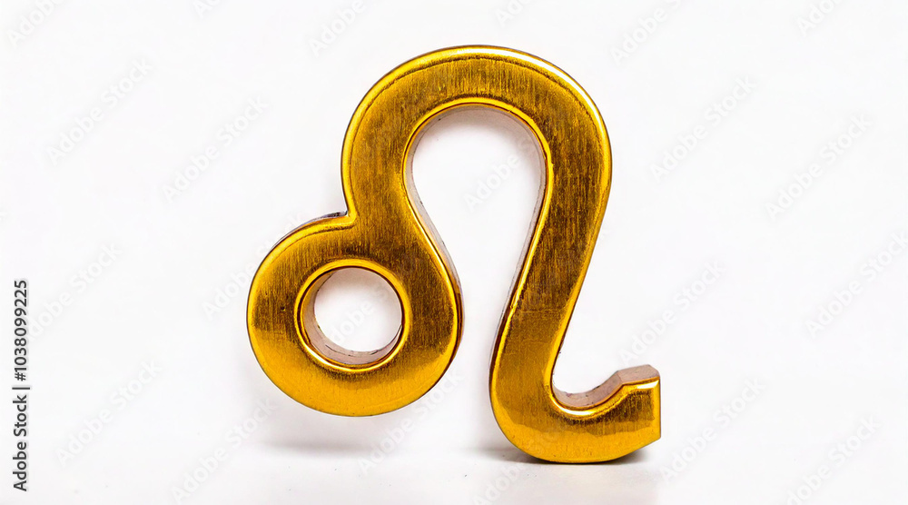 Golden horoscope sign leo isolated on white background studio shot Golden horoscope sign leo isolated on white background studio shot