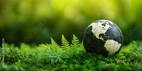 Eco-friendly Earth with Greenery and Renewal Symbols