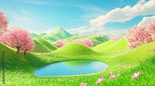 Springtime Fantasy: A 3D Rendered Idyll