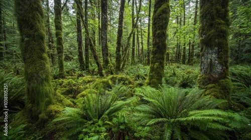 Gigantic club mosses and towering ferns dominating the landscape of a primeval forest.